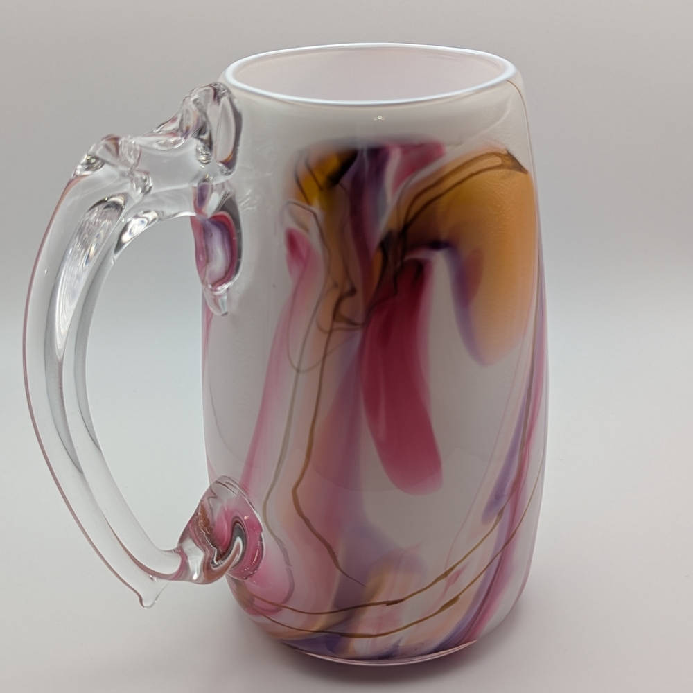 ANDRES CHAPMAN Hand Blown Art Glass Handled Mug